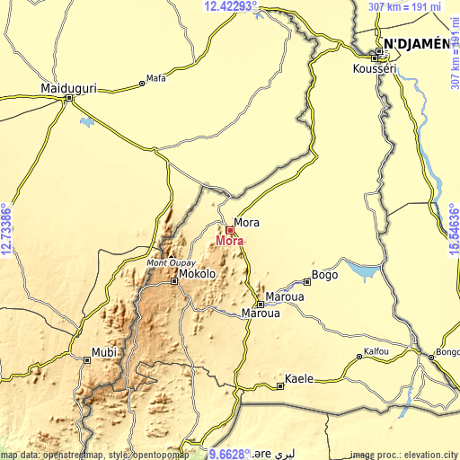 Topographic map of Mora