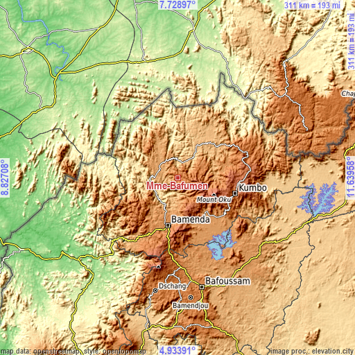 Topographic map of Mme-Bafumen