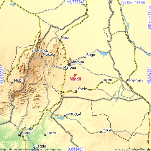Topographic map of Mindif