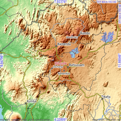 Topographic map of Mbouda