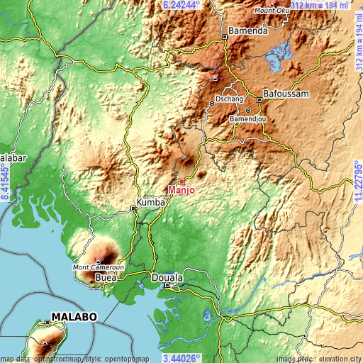 Topographic map of Manjo