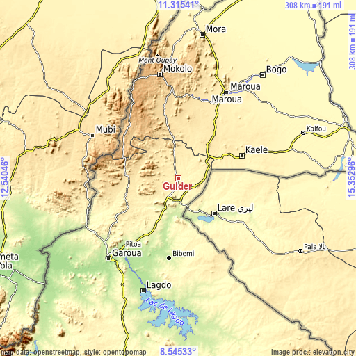 Topographic map of Guider