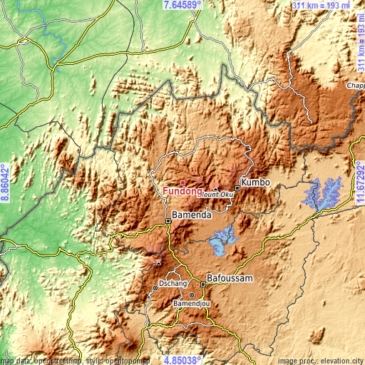 Topographic map of Fundong
