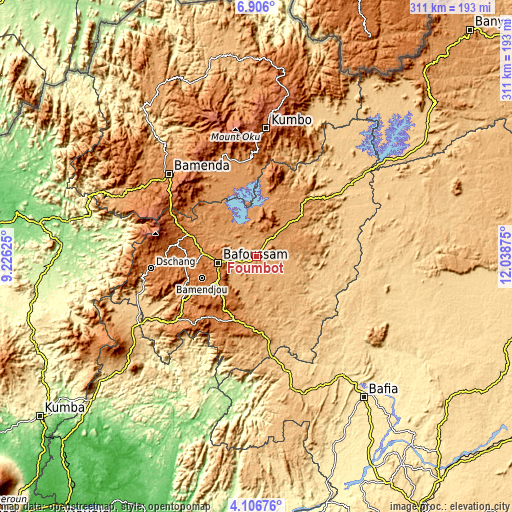 Topographic map of Foumbot