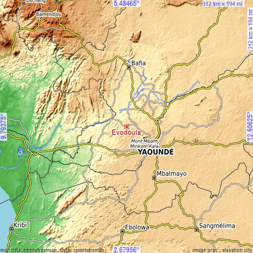 Topographic map of Évodoula