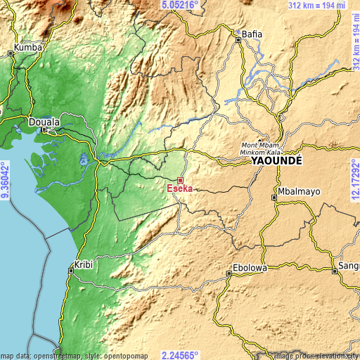 Topographic map of Eséka