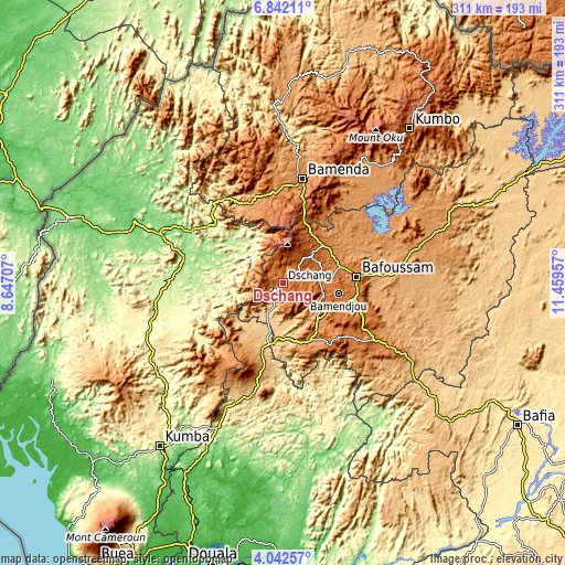 Topographic map of Dschang