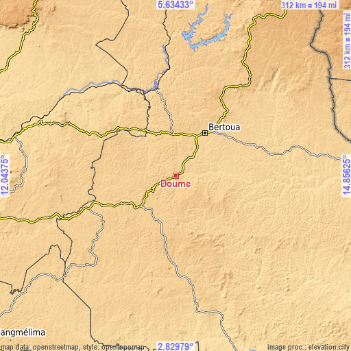 Topographic map of Doumé