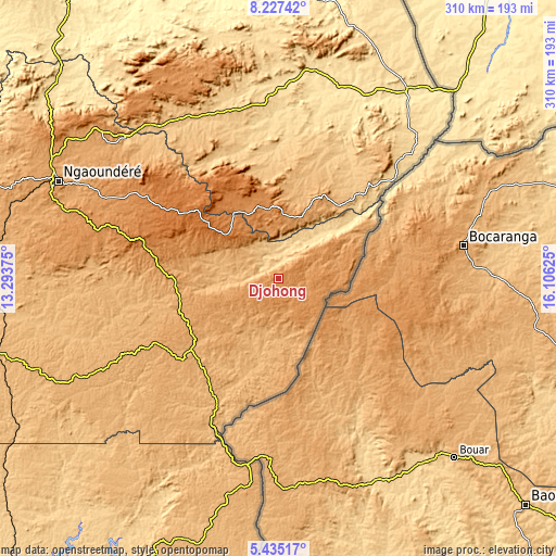 Topographic map of Djohong