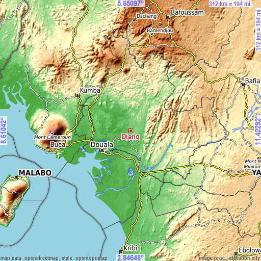 Topographic map of Diang