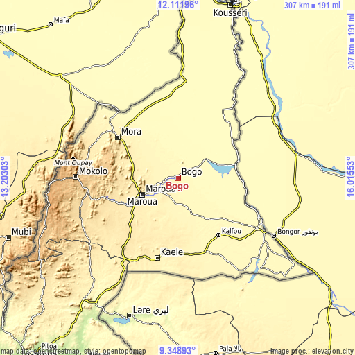 Topographic map of Bogo