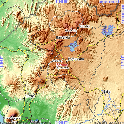 Topographic map of Bansoa