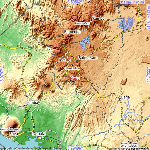 Topographic map of Ngou
