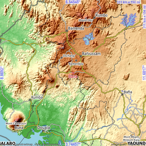 Topographic map of Bana