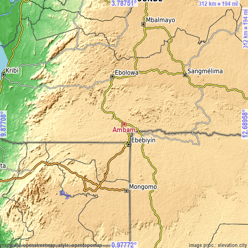Topographic map of Ambam