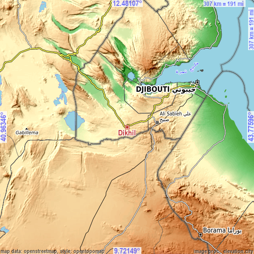 Topographic map of Dikhil