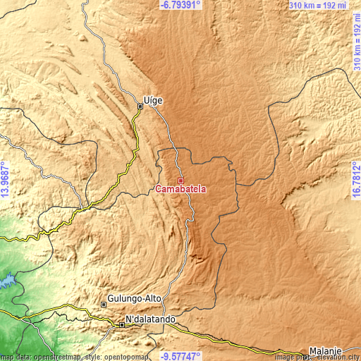 Topographic map of Camabatela