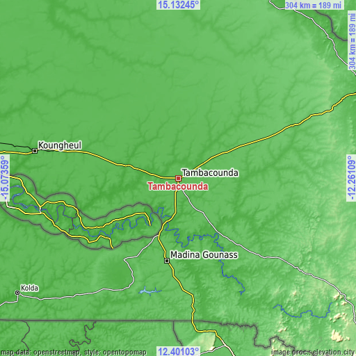 Topographic map of Tambacounda
