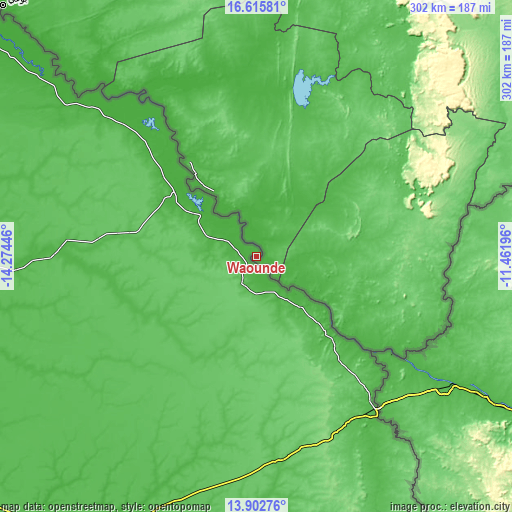 Topographic map of Waoundé