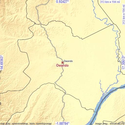 Topographic map of Owando