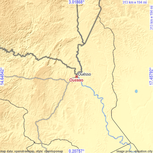 Topographic map of Ouésso
