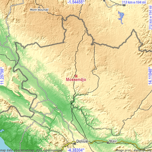 Topographic map of Mossendjo