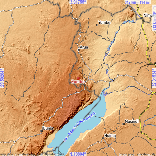 Topographic map of Zombo