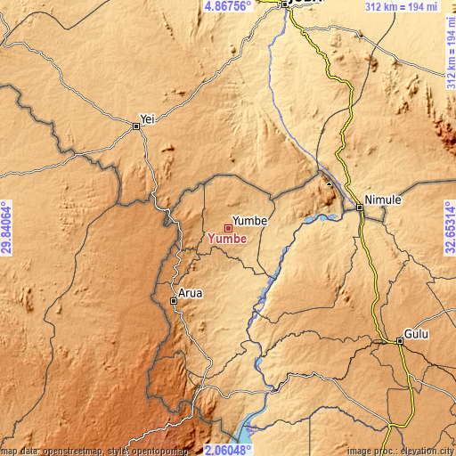 Topographic map of Yumbe