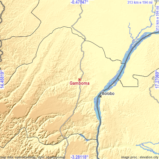 Topographic map of Gamboma