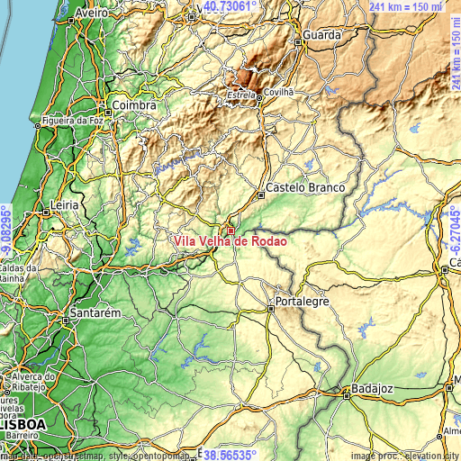 Topographic map of Vila Velha de Ródão