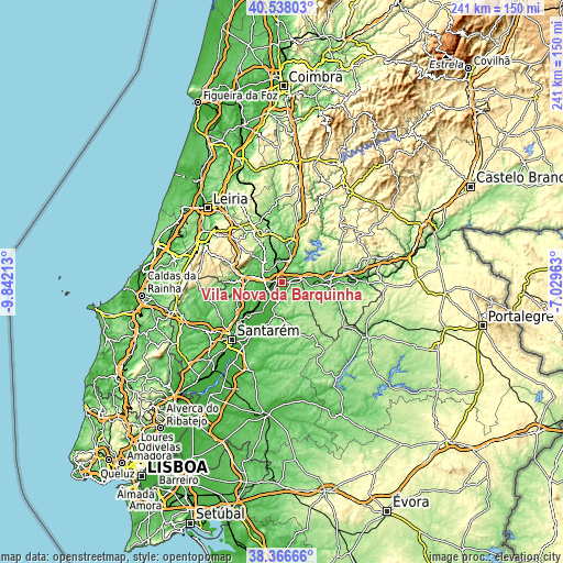 Topographic map of Vila Nova da Barquinha