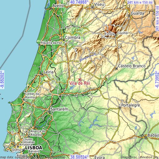 Topographic map of Vila de Rei