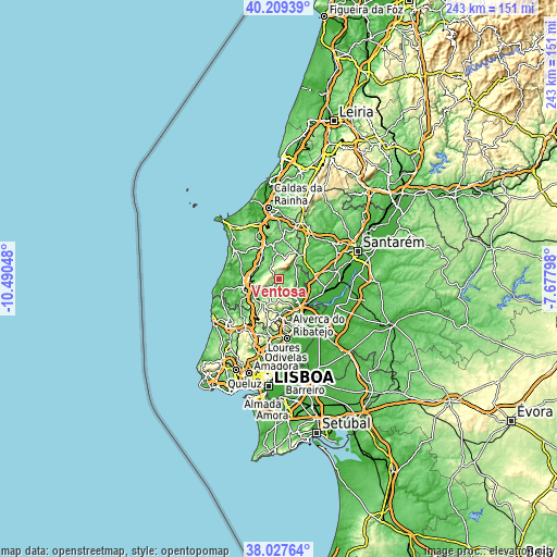 Topographic map of Ventosa