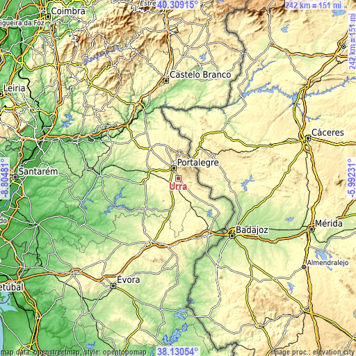 Topographic map of Urra
