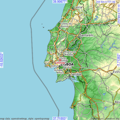 Topographic map of Unhos