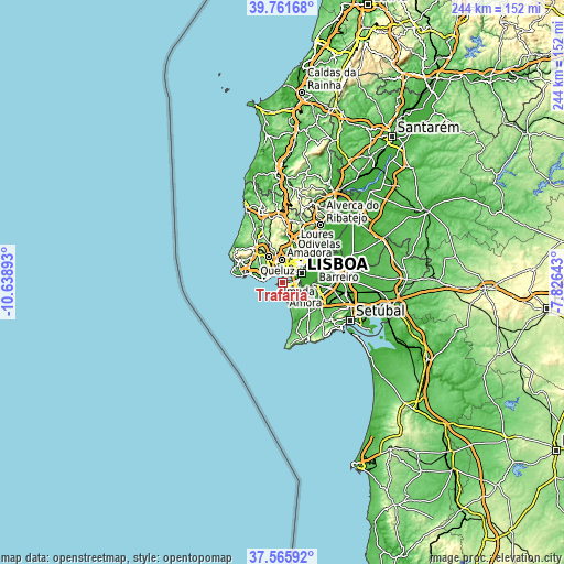 Topographic map of Trafaria