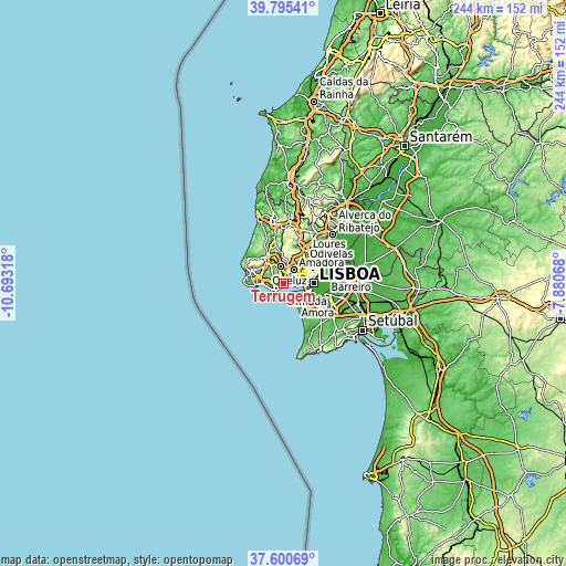 Topographic map of Terrugem