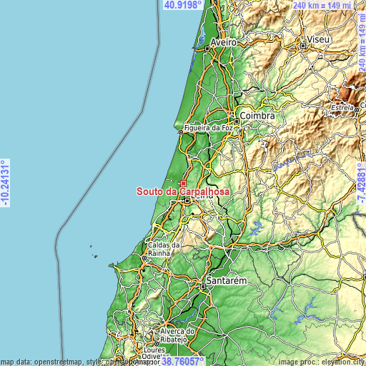 Topographic map of Souto da Carpalhosa