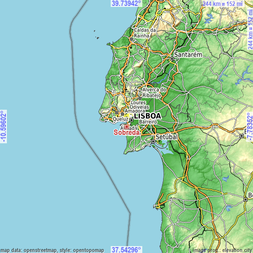 Topographic map of Sobreda
