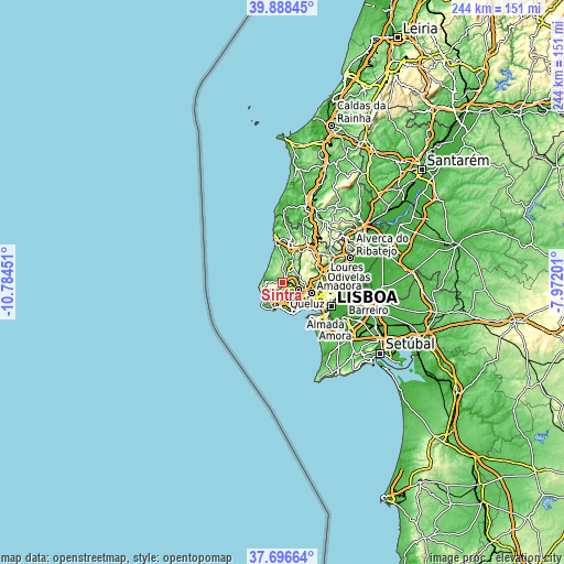 Topographic map of Sintra