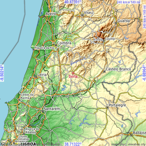Topographic map of Sertã