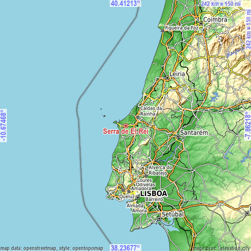 Topographic map of Serra de El-Rei