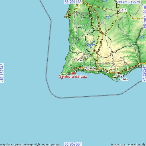 Topographic map of Senhora da Luz