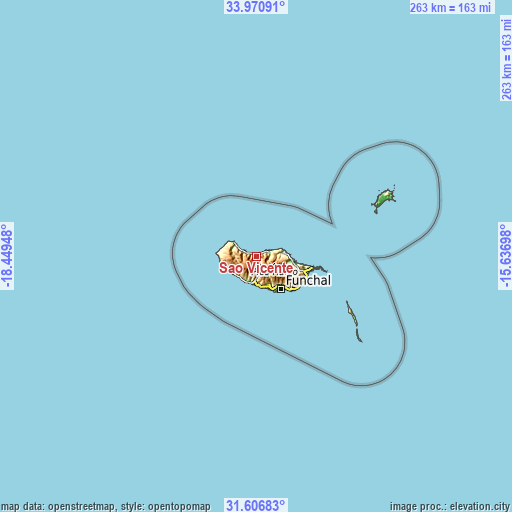Topographic map of São Vicente
