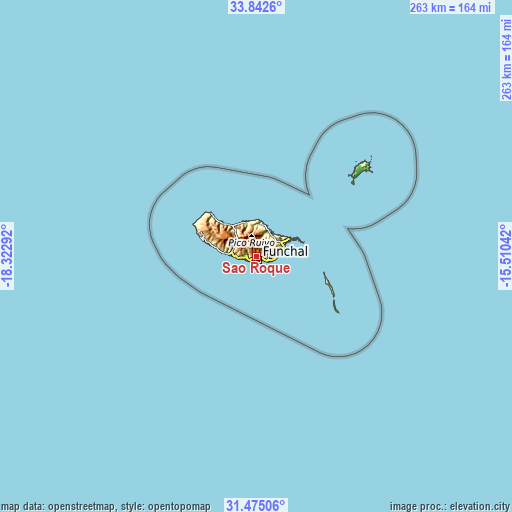 Topographic map of São Roque