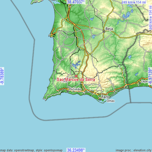 Topographic map of São Marcos da Serra
