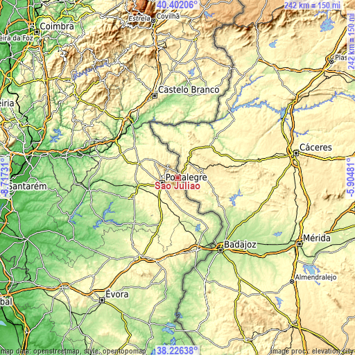 Topographic map of São Julião