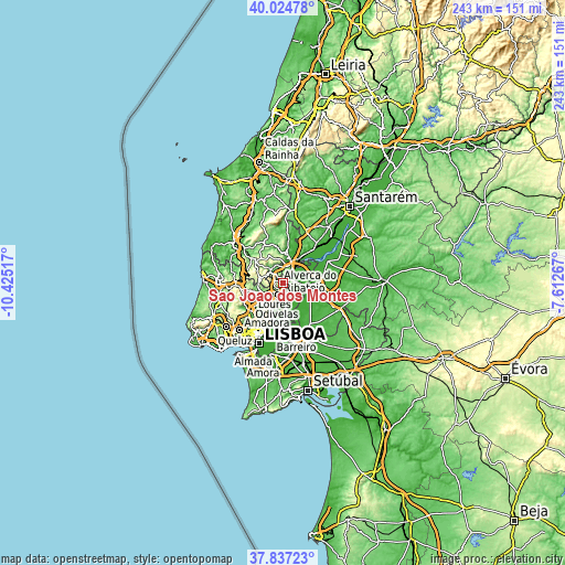 Topographic map of São João dos Montes