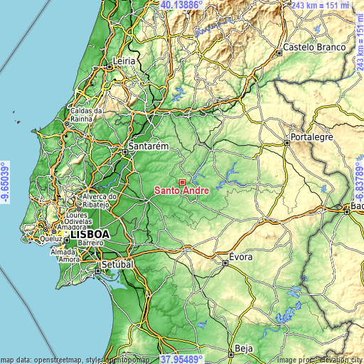 Topographic map of Santo André