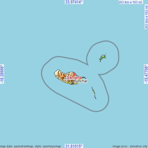 Topographic map of Santana